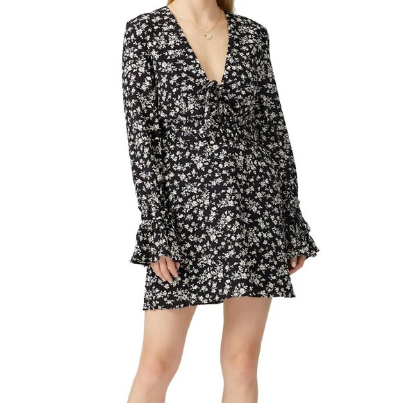 The East Order Dresses & Skirts - THE EAST ORDER Elsa Dress Black/White Floral Mini Dress Long Sleeve - Size Small